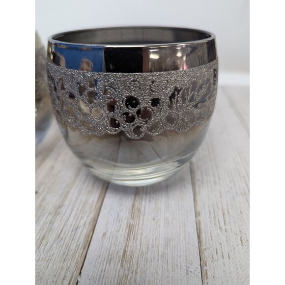 Dorothy Thorpe Roly Poly Glasses Silver Fade Grape Design Vintage Set 2 Ombre - Picture 2 of 6
